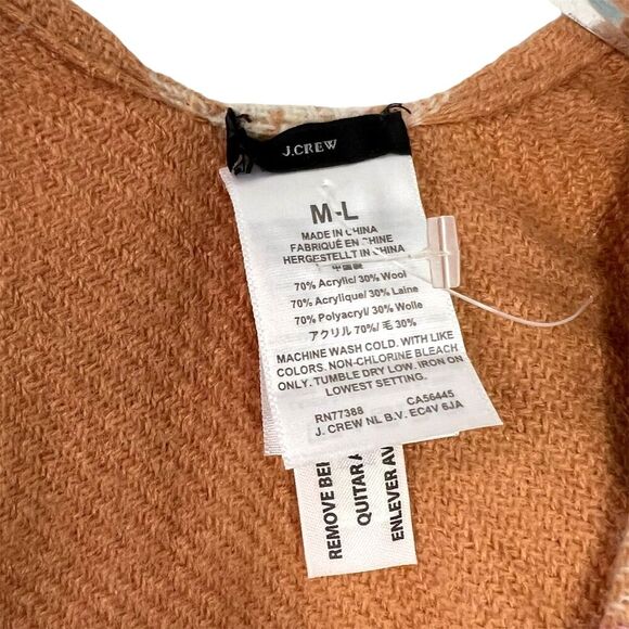 J. Crew Reversible Paid Blanket Fringe Poncho M/L - Picture 4 of 9